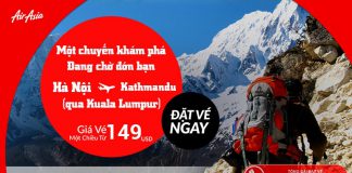 Vé Hà Nội - Kathmandu chi từ 124 USD siêu rẻ của Air Asia