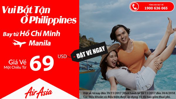 Air Aisa KM vé đi Manila giá rẻ