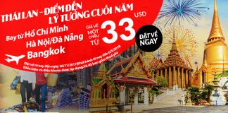 Air Asia KM vé đi Thái Lan chỉ từ 33 USD