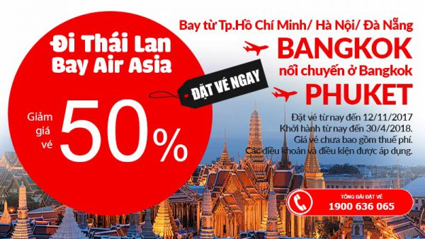 KM mới của Air Asia cho hành trình đến Bangkok Thái Lan