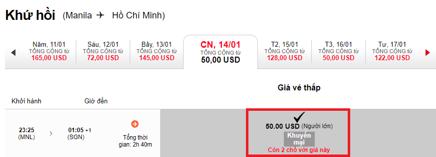 Hành trình Manila - Hồ Chí Minh chỉ từ 50 USD