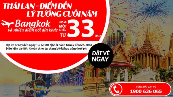Air Asia KM vé đi Thái Lan từ 33 USD