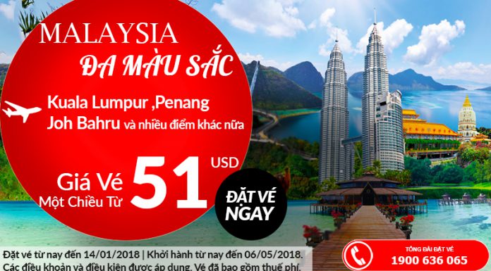 Air Asia KM vé máy bay đi Malaysia