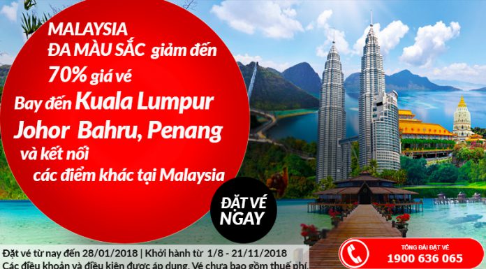 Air Asia giảm giá vé đi Malaysia