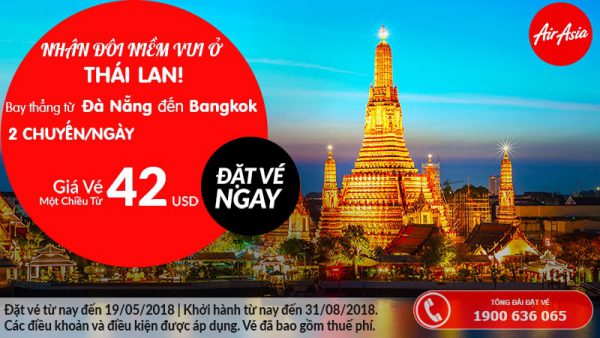 Đặt vé máy bay Đà Nẵng đi Bangkok - Air Asia
