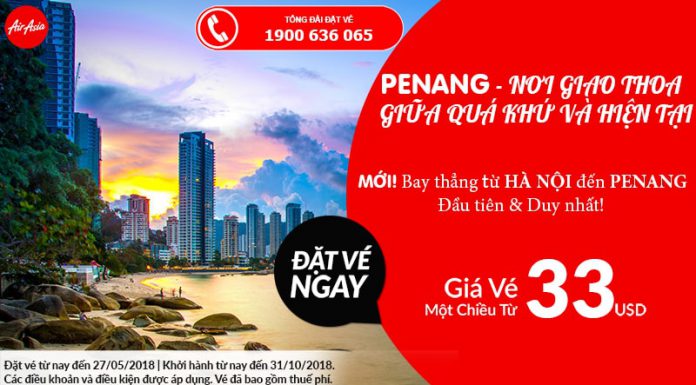 Đặt vé Air Asia đi Penang giá rẻ
