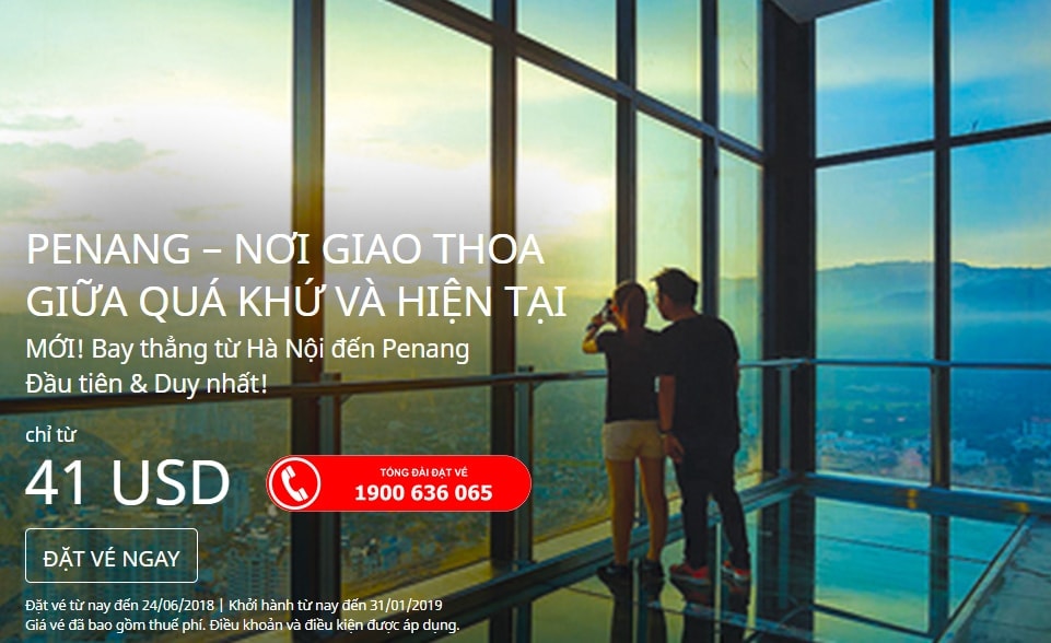 Air Asia mở bán vé máy bay đi Penang giá rẻ