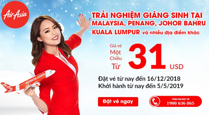 Khuyến mãi mùa giáng sinh từ Air Asia vé máy bay chỉ 31 USD