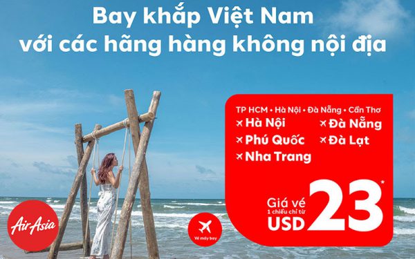 Air Asia khuyến mãi bay khắp Việt Nam chỉ từ 23 USD