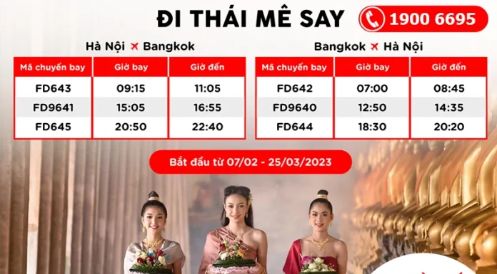 AirAsia tăng chuyến bay đi Bangkok từ Hà Nội 12/2022