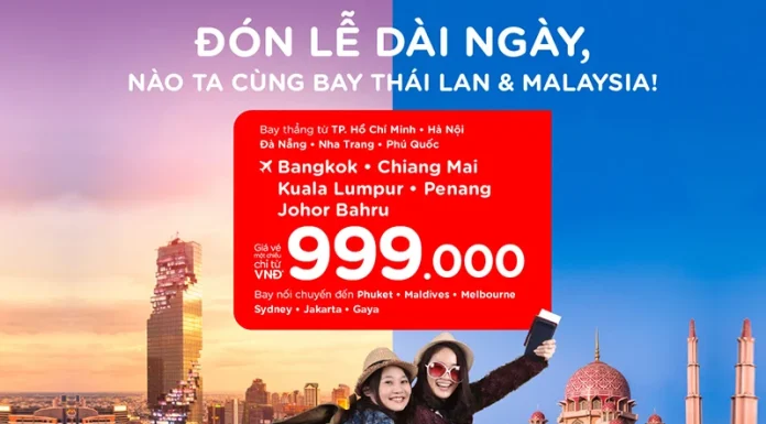 AirAsia khuyến mãi vé bay Thái Lan - Malaysia dịp lễ 30-4 - 1-5
