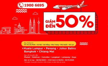 Giá vé máy bay AirAsia đi Đông Nam Á giảm 50%