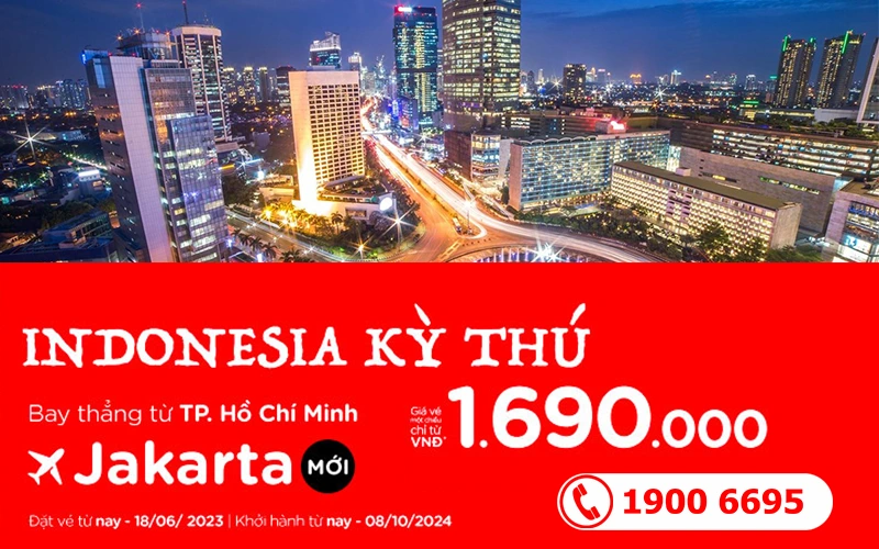 AirAsia ưu đãi vé máy bay đi Jakarta Indonesia từ 1.690.000 VND